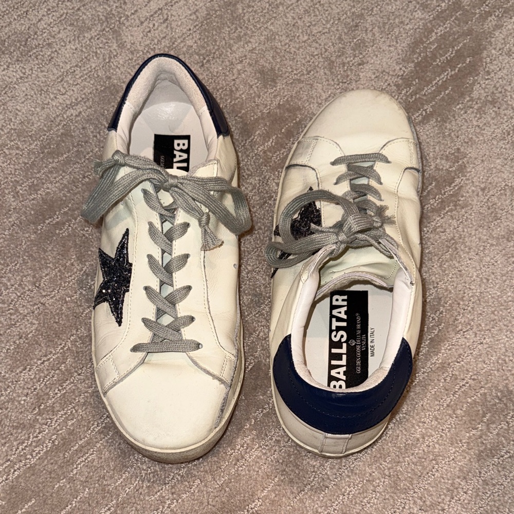 Women's White and Blue Sneakers